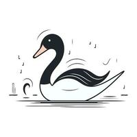 cygne sur le l'eau. vecteur illustration dans une plat style.