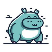 mignonne hippopotame ligne icône. vecteur illustration de dessin animé hippopotame.