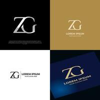 logo initiale zg caractères typographie moderne vecteur