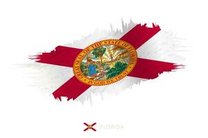 peint coup de pinceau drapeau de Floride avec agitant effet. vecteur