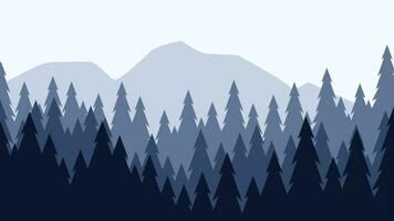 pin forêt paysage vecteur illustration. silhouette de conifère arbre dans le colline. pin forêt paysage pour arrière-plan, fond d'écran ou atterrissage page