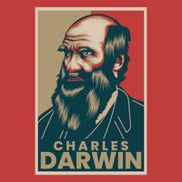 Charles Darwin rétro affiche vecteur illustration