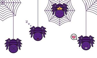 araignée mignonne accrochée à l'illustration de dessin animé d'icône web vecteur