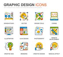 Icônes de ligne de jeu graphique et web simples pour sites Web et applications mobiles vecteur