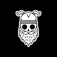 crâne viking avec moustache et barbe. illustration pour t-shirt vecteur