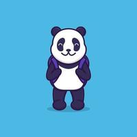 panda mignon va à l'école vecteur