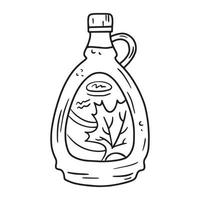illustration de croquis d'une bouteille de sirop d'érable vecteur