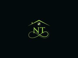 réel biens NT logo image, luxe NT moderne bâtiment lettre logo vecteur