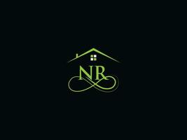 réel biens nr logo image, luxe nr moderne bâtiment lettre logo vecteur