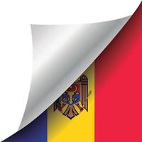 drapeau moldave avec coin recourbé vecteur