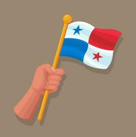 main tenir Panama drapeau symbole pour indépendance journée dessin animé illustration vecteur