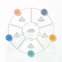 modèle d'infographie de cercle de base avec 5 étapes vecteur