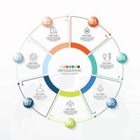 modèle d'infographie de cercle de base avec 7 étapes vecteur