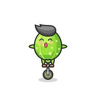 le personnage mignon de cactus fait du vélo de cirque vecteur