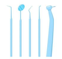 ensemble d'outils en acier de matériel médical dentaire dents, illustration vectorielle dans un style plat. vecteur