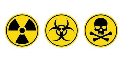 danger avertissement Jaune signe. radiation signe, Danger biologique signe, toxique signe. vecteur