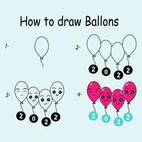 étape à étape dessiner une mignonne ballon. bien pour dessin enfant enfant illustration. vecteur illustration