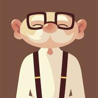 dessin animé senior mignon vieil homme avec des lunettes et des bretelles vecteur