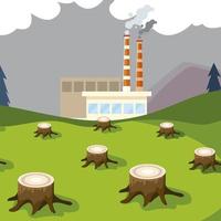 usine usine fumer tours tuyaux et arbres abattant la pollution vecteur