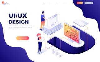 Concept isométrique de design plat moderne de UX, UI Design vecteur