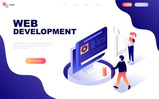 Concept isométrique de design plat moderne de développement Web vecteur