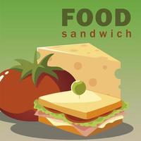 sandwich alimentaire fromage et légumes frais tomate vecteur