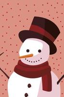 joyeux noël dessin animé bonhomme de neige avec fond pointillé de chapeau vecteur