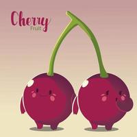 fruits kawaii cerises grimace bonheur vecteur