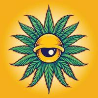 illustration des yeux de cannabis feuille de mandala vecteur