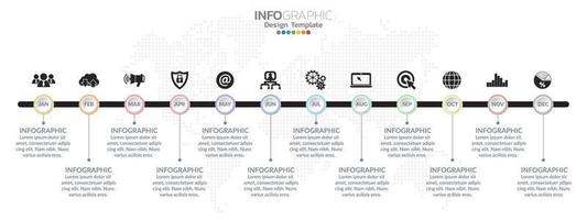 conception d'infographies chronologiques pendant 12 mois avec concept d'entreprise vecteur