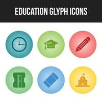 jeu d'icônes unique d'icônes de glyphe d'éducation vecteur