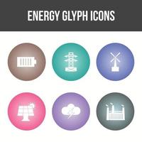 jeu d'icônes de vecteur de glyphe d'énergie