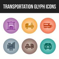 jeu d'icônes d'icône de glyphe de transport unique vecteur