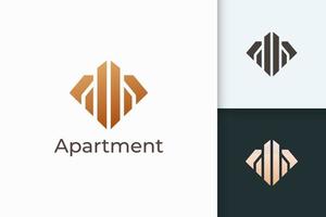 logo d'appartement ou de propriété en forme de losange pour les entreprises immobilières vecteur