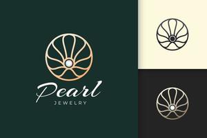 le logo de perle de luxe dans l'abstrait et le cercle représentent les bijoux ou la beauté vecteur