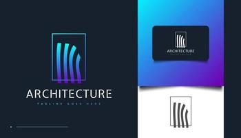 conception de logo d'architecture unique avec effet ondulé vecteur