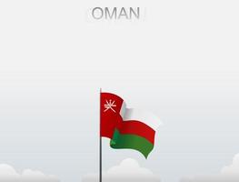 drapeau d'oman volant sous le ciel blanc vecteur