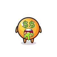 personnage de balle de ping-pong avec une expression de fou d'argent vecteur