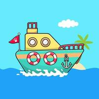 bateau dessin animé vecteur icône illustration. transport objet icône concept isolé prime vecteur. plat dessin animé style