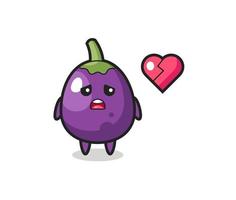 l'illustration de dessin animé d'aubergine est le coeur brisé vecteur
