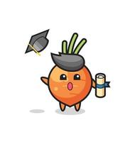 illustration de la caricature de la carotte jetant le chapeau à la remise des diplômes vecteur