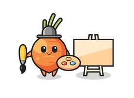 illustration de la mascotte de la carotte en tant que peintre vecteur