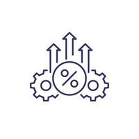 pourcentage, icône de la ligne de croissance du taux vecteur