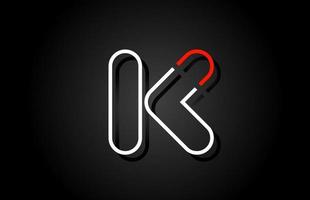 icône de conception de logo alphabet blanc lettre k rouge pour entreprise vecteur