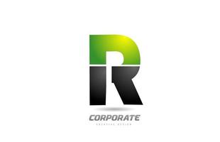 icône de conception d'alphabet de lettre r de logo vert noir pour des affaires vecteur