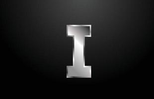 lettre de l'alphabet en métal argenté i modèle de conception d'icône de logo vecteur