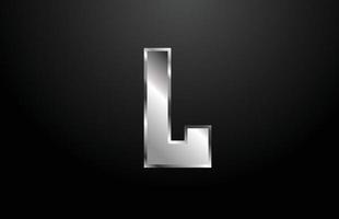 lettre de l'alphabet en métal argenté l modèle de conception d'icône de logo vecteur
