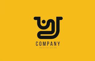 y lettre de l'alphabet noir jaune pour la conception de l'icône du logo de l'entreprise vecteur