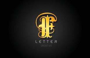 f or lettre d'or alphabet design pour l'icône de l'entreprise de logo vecteur