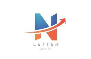 conception d'icône alphabet bleu orange n lettre pour modèle d'entreprise vecteur
